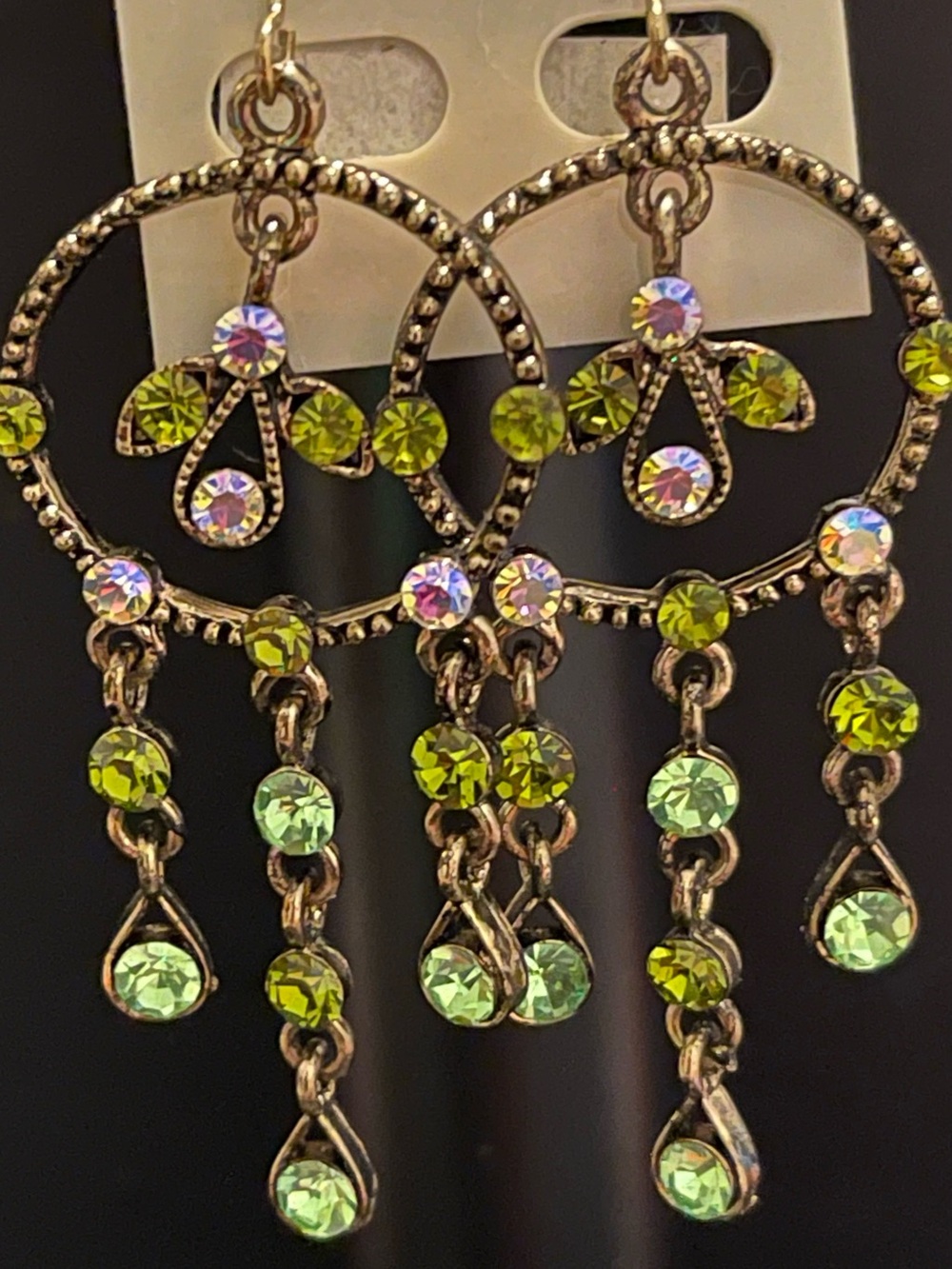 Green and Pink Chandelier Dangle Earrings - Women Jewelry
